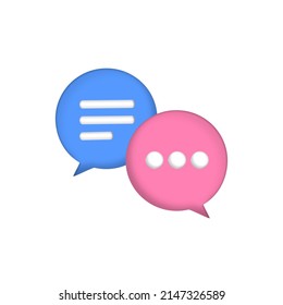 3D speech bubble icons. Realistic 3D chat, talk, messenger, communication, dialogue bubble icon. Vector illustration square, circle and rectangle chat box. Banner, sticker, tag, badge template.