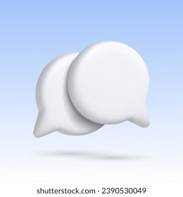 3D speech bubble icons. 3D Symbol or emblem for speak bubble text, chatting box, message box outline cartoon. Vector illustration
