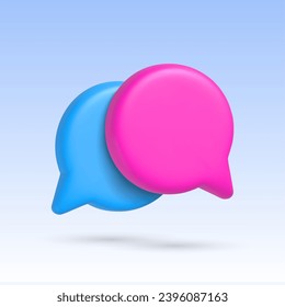 Iconos de burbuja de voz 3D. Símbolo 3D o emblema para hablar texto burbuja, cuadro de charla, caricatura de contorno de cuadro de mensaje. Ilustración del vector