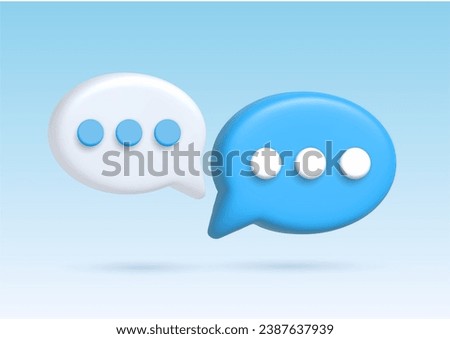 3D speech bubble icons. 3D Symbol or emblem for speak bubble text, chatting box, message box outline cartoon. Vector illustration
