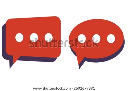 3D Speech bubble messages icon set. Chat box with comment. Red chat bubble shape icon, Vector illustration.