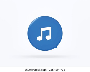 3D-Sprachblase mit Musiksymbol-Vektorkonzept. Moderne Design-Illustration einzeln