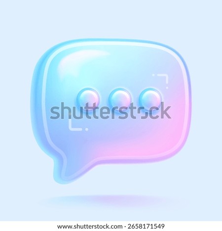 3D speech bubble with Neon Gradient-colored on light blue background, symbolizing messaging, communication or chat interface.

