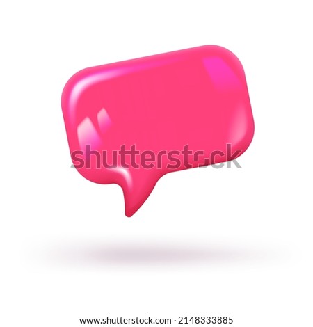 3d speech bubble as a pink pop-up message, streamlined chat balloon, speech cloud window from the bubble. Social media message concept. Vector illustration