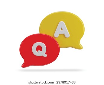 3d speech bubble Q and A icon vector illustration