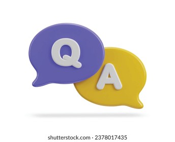 3d speech bubble Q and A icon vector illustration