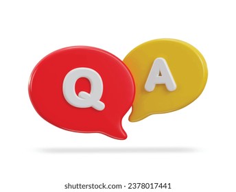 3d speech bubble Q and A icon vector illustration