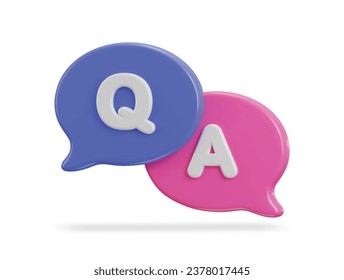 3d speech bubble Q and A icon vector illustration