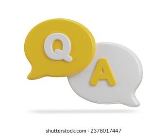 3d speech bubble Q and A icon vector illustration