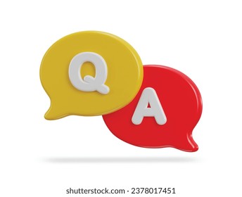 Ilustración vectorial de icono Q y A de burbuja de voz 3d