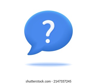 3d speech bubble with question mark realistic icon vector concept. Trendy modern design illustration isolated