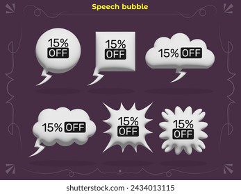 3d speech bubble set 06 chat box dialogue text message thought balloon element pack