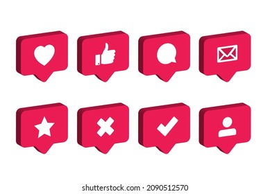 3D Speech Bubble Set With Different Social media Icons