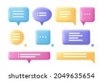 3D speech bubble set. Realistic communication dialogue icons cartoon style. Vector illustration