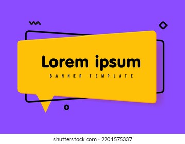 3d Speech Bubble Shape with shadow. Vector chat box banner. Sticker, tag, badge template with space for text. Abstract shape background.
