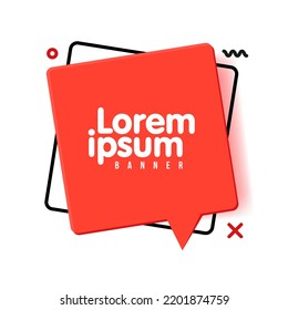 3d Speech Bubble Shape with shadow. Vector chat box banner. Sticker, tag, badge template with space for text. Abstract shape background.