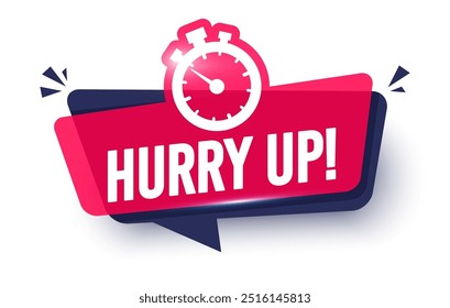 3D Speech Bubble With Stopwatch And Text Hurry Up