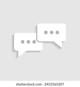 A 3D speech bubble symbol for social media chat, isolated on a light gray background. 3D comments, a mention in a thread, or a user's chat with social networks. 3D speech bubbles icon vector with shad