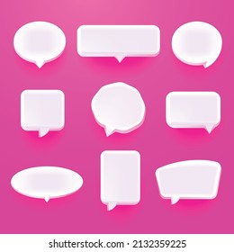 3D speech bubble thinking isolated on Pink background vector illustration se