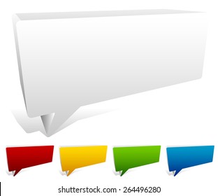 3d Speech Bubbles Blank Space in Various Colors. Longer Version with Perspective