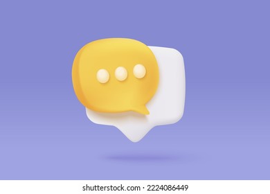 3D speech bubbles chat symbol on social media icon isolated background. Comments thread mention 3d or user reply talk with social media. 3d speech bubbles icon vector with shadow render illustration