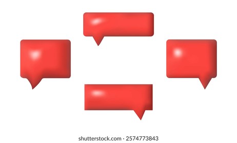 3D speech bubbles different shapes message icon. Dialogue and communication For social media advertising posters. Vector isolated set.