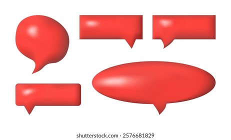 3D speech bubbles different shapes message icon. Realistic design. For social media advertising posters. Vector isolated set.