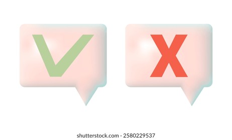 3D speech bubbles different shapes message icon. Jackdaw and cross in square bubbles. For social media advertising posters. Vector isolated set.