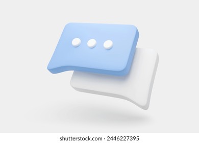 Icono de burbujas de voz 3D para chat, mensajes de texto, mensajería en línea o redes sociales. Ilustración vectorial de conversación y diálogo en un estilo de dibujos animados simple y lindo.