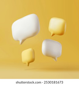 3d speech bubbles isolated on yellow background. Realistic 3d vector illustration. - Powered by Shutterstock - Get 15% off with code: PIKWIZARD15