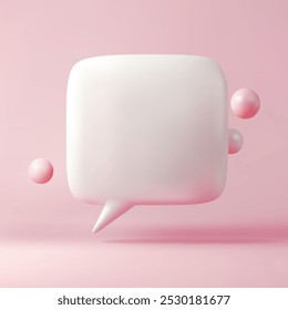 3d speech bubbles isolated on pink background. Realistic 3d vector illustration.
