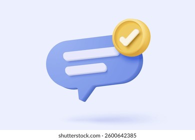 3D speech bubbles with notice symbol signs icon on social media. Chat dialogue bubble or user reply sign for important feedback in reminder. 3d speech announce icon vector render illustration