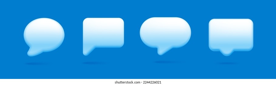 3d burbujas de voz en azul por chatear en línea. Mensaje vectorial para chat, burbuja a ilustración de icono de comunicación