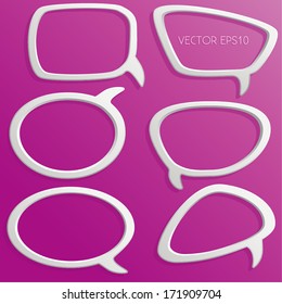  3d Speech Bubbles Outlines with purple background - vector eps10