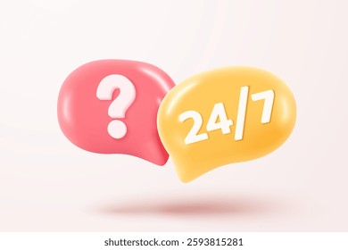 3d speech bubbles question mark icon sign or ask FAQ and QA answer solution information. Have a question, question answer sign or problem. 3d answer speech bubbles icon vector rendering illustration