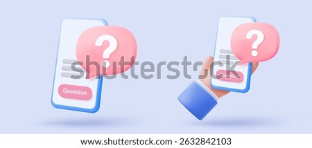 3d speech bubbles question mark icon sign or ask FAQ and QA answer solution information. Have a question, question answer sign or problem. 3d answer speech bubbles icon vector rendering illustration