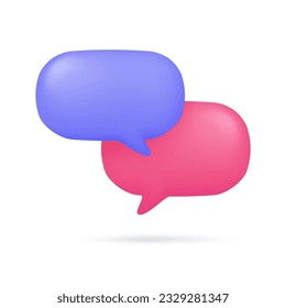 3d speech bubbles social media chat message box dialogue sign. 3D Vector Illustration.