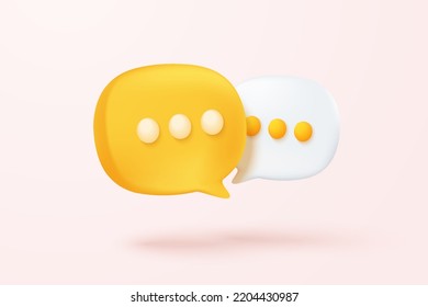 3D speech bubbles symbol for chat on social media icon isolated on background. 3d comments thread mention or user chat with social media. 3d speech bubbles icon vector with shadow render illustration