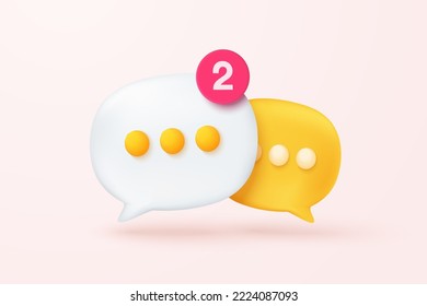 3D speech bubbles symbol on social media icon isolated on background. 3d icon comments thread mention or reply sign with social media. 3d speech bubbles icon vector with shadow render illustration