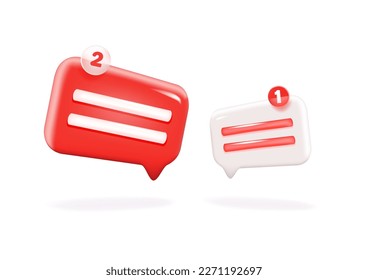 3D speech bubbles symbol on social media icon isolated on background. 3d speech bubbles icon vector with shadow render illustration
