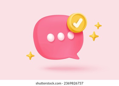 3D speech bubbles symbol on social media icon isolated on pink background. Comments thread mention or user reply sign with social media. 3d speech bubbles icon vector with shadow render illustration