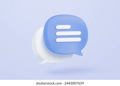 Símbolo de burbujas de discurso en 3D en las redes sociales icono aislado en fondo pastel. Comentarios mención del hilo o signo de respuesta del usuario con las redes sociales. vector de icono de burbujas de voz 3d con ilustración de renderizado de sombra