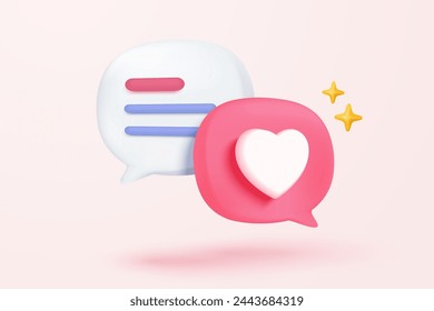 Símbolo de burbujas de discurso en 3D en las redes sociales icono aislado en fondo pastel. Comentarios mención del hilo o signo de respuesta del usuario con las redes sociales. vector de icono de burbujas de voz 3d con ilustración de renderizado de sombra