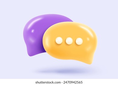 3D speech bubbles symbol on social media icon isolated on pastel background. Comments thread mention or user reply sign with social media. 3d speech bubbles icon vector with shadow render illustration