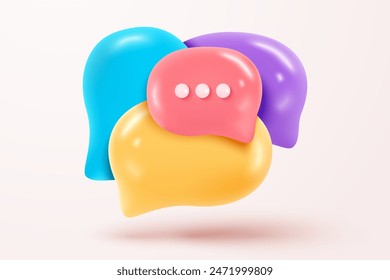 3D speech bubbles symbol on social media icon isolated on pastel background. Comments thread mention or user reply sign with social media. 3d speech bubbles icon vector with shadow render illustration