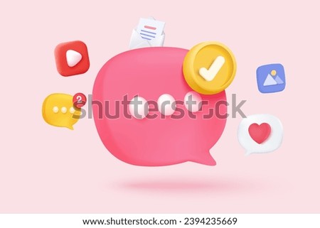 3D speech bubbles symbol on social media icon isolated on pastel background. Comments thread mention or user reply sign with social media. 3d speech bubbles icon vector with shadow render illustration