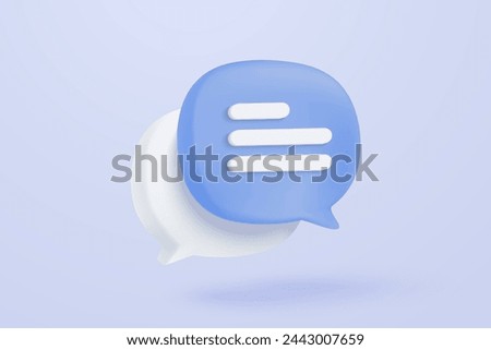 3D speech bubbles symbol on social media icon isolated on pastel background. Comments thread mention or user reply sign with social media. 3d speech bubbles icon vector with shadow render illustration