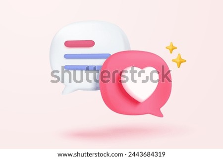 3D speech bubbles symbol on social media icon isolated on pastel background. Comments thread mention or user reply sign with social media. 3d speech bubbles icon vector with shadow render illustration