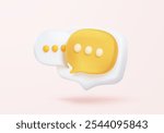 3D speech bubbles symbol sign on social media icon isolated on pastel background. Chat dialogue bubble or user reply sign with social media. 3d speech bubble icon vector render illustration
