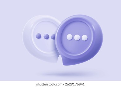 3D speech bubbles symbol sign on social media icon isolated on pastel background. Chat dialogue bubble or user reply sign with social media. 3d speech bubble icon vector render illustration